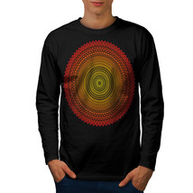 Wellcoda Mandala Art Round Mens Long Sleeve T-shirt, Graphic Graphic Design - £17.97 GBP
