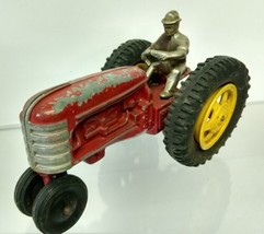 Vintage Hubley Red Farm Tractor with Cast Iron Driver - £56.12 GBP