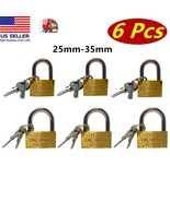 6 Pcs Small Metal Padlock 25mm-35mm Mini Brass Lock With Different Keys - £9.34 GBP