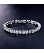 15 CT Round Cut Lab-Created Diamond 14k White Gold plated Tennis Bracelet - $3,667.37 MXN