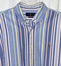 Ralph Lauren Polo mens L OXFORD shirt long sleeve button down shirt Blue Stripe - £17.73 GBP
