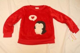 Jumping Beans 2T Soft Faux fur Red Pullover Top Tee Penguin heart NWT Sweatshirt - £7.03 GBP
