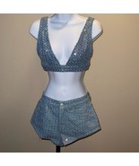 NWT Nasty Gal Denim Sequin V Neck Bralet and High Waist Denim Booty Shor... - $148.87 CAD