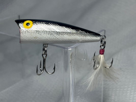 Rebel Windcheater Vtg Top Water Popper Fishing Lure Silver &amp; Black 2.5&quot; - £23.91 GBP