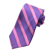 Cape Cod Neckwear Men&#39;s Silk Twill Tie Diagonal Stripe Purple Lavender &amp;... - £11.98 GBP