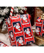 Santa Ho Ho Ho on Red, Christmas wrapping paper, short roll reversible - $32.38 CAD