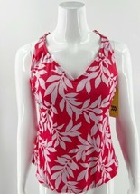 All In Motion Swimsuit Tankini Top Plus Size Red Floral Strappy Crisscross NEW - £16.07 GBP