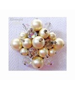 Retro - Vintage Jacket Shirt Crystal Pearl Pin - $15.00