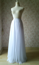 White Full Tulle Skirt Outfit Wedding Party Plus Size Floor Length Tulle Skirt