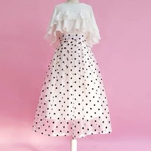 White Polka Dot Midi Skirt Outfit Summer Women Custom Plus Size Long Tutu Skirt image 1