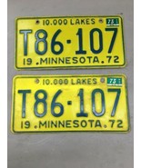 Match Number Set Pair 1972 T86-107 MINNESOTA MN LICENSE PLATE Tag Muscle... - €60,50 EUR