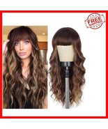 Lightweight Ombre Brown Blonde Wig with Bangs - Easy Wear for Any Occasion - $70.23 CAD