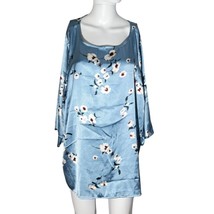 Ellos Blue Floral Blouse Size 20 Satin - $382.84 MXN