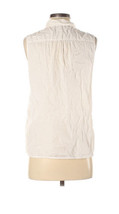 Ann Taylor LOFT Sleeveless Small White Cream Blouse Lace Embellished Banded Hem - £16.76 GBP