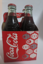 Coca-Cola 4 Pack of Holiday 2008 Straight Sided Bottles 8.6 oz embossed - £8.31 GBP