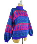 Vintage Memphis Jones Multi Color Acrylic Holding Hands Knit Long Sleeve... - $54.09 CAD