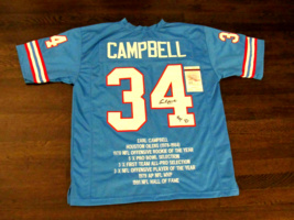 EARL CAMPBELL HOF 91 HOUSTON OILERS 1979 NFL MVP SIGNED AUTO STAT JERSEY... - $197.99