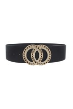 New Double Circle Chain And Rhinestone Trim Design Belt - $197.32 MXN