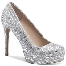 Thalia Sodi Women Embellished Pump Heels Crista Size US 9.5M Silver Rhinestones - £31.55 GBP