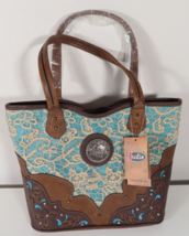 Justin Boots Womens Leather Purse Concealed Carry Teal Lace Brown Rodeo ... - $59.35