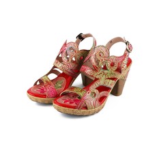 Women Sandals Summer Shoes Genuine Leather Mixed Colors New Ethnic Buckle Strap  - £80.15 GBP