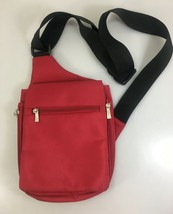 Travelon Red Fabric Crossbody Sling Organizer Messenger One Shoulder Bag - £25.45 GBP