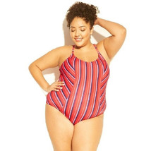 Kona Sol Ladies Plus Size One Piece Swimsuit Multi Striped Plus Size 16W - £22.66 GBP