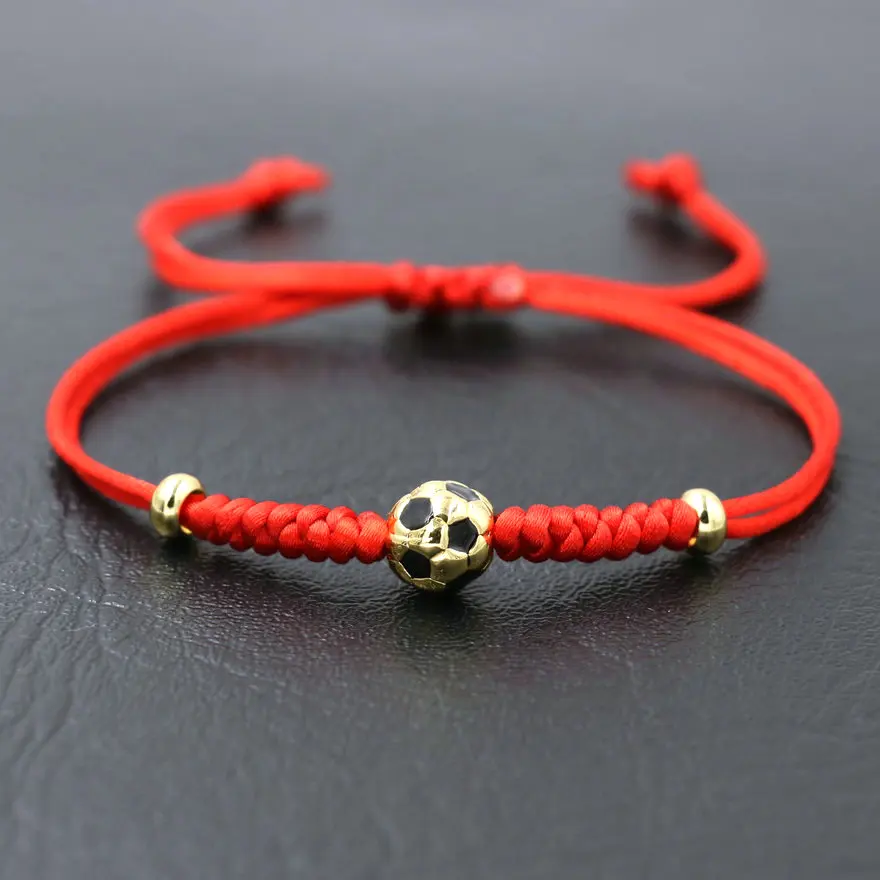 Women good lucky red rope thread bracelet gold copper ball football bracelets men black thumb200