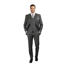 Mens Vitali Three Piece Suit Vested Semi Shiny Sharkskin M3090 Charcoal Gray image 10