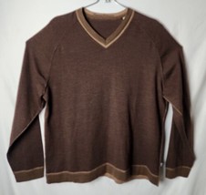 Tommy Bahama Men L Extra Fine Wool Long Sleeve Winter Brown V-neck warm ... - £54.40 GBP