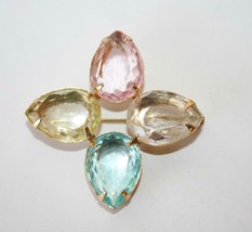 Avon Vintage Pastel Acrylic Rhinestone Gold Tone Pin Brooch   J393 - £8.04 GBP