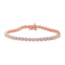 1CT Round Simulated Diamond Swirl Link Tennis Bracelet 14K Rose Gold Plated 7&quot; - £91.33 GBP