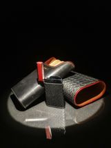 Brizard and Co Black  Python Pattern and Red Leather cigar case and lighter image 2