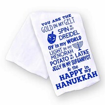 Gelt Dreidel Latkes All Things Hanukkah Kitchen Towel NEW Fast Free Ship - $16.95