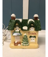 Vtg Enesco Ceramic BANK With Lights By Classic Living Christmas Collection - $34.62 CAD