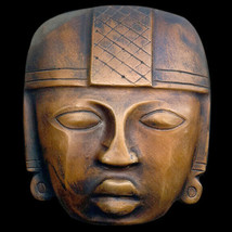 Inca Aztec Maya Mask Face wall sculpture plaque Dark Bronze Finish reproduction - £27.45 GBP