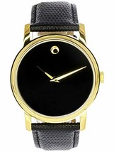 MOVADO 2100005 Museum Black Dial Black Leather Men&#39;s Watch - £189.82 GBP