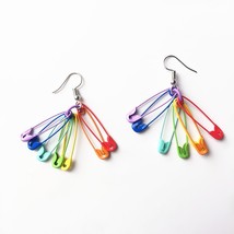 Donarsei 2022 New Fashion Rainbow Safety Pin Earrings For Women Minimalist Color - £7.64 GBP