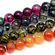 20 Dragon Vein Agate Gemstone Beads 8mm Natural Jewelry Making Supplies Mixed - £6.17 GBP