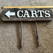 Vintage wood  CARTS sign  Golf Course Advertising Double Sided - £115.53 GBP