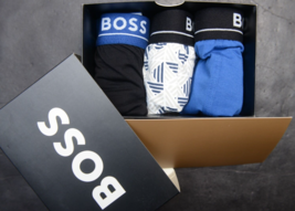 Hugo Boss Mens 3-Pack Multicolor Stretch Cotton Underwear Trunk Boxer Sh... - $27.48