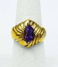 Vintage Vermeil Sterling Silver Purple Marquise Amethyst Ring Size 7 - £23.74 GBP