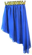 Tobi Cobalt Blue Asymmetrical Skirt w/Blue &amp; Gold Waistband Size M - £21.32 GBP