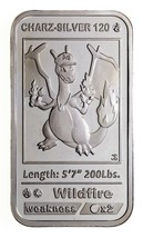Pokemon Charizard 1 oz. .999 Fine Silver Art Bar - £63.79 GBP
