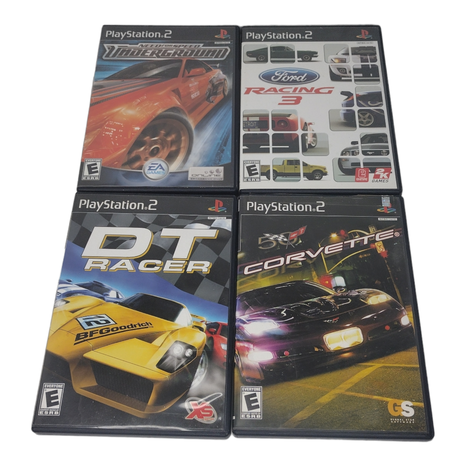 Primary image for Lot of 4 PlayStation 2 PS2 Racing Games DT Racer, Corvette, Ford Racing 3