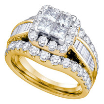 14kt Yellow Gold Princess Diamond Halo Bridal Wedding Engagement Ring 3 Cttw - £3,787.18 GBP