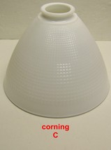 vintage corning waffle pattern cone lamp shade milk glass C - £13.66 GBP