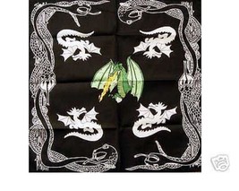 Green Fire Dragons Flames Cotton Bandana Head Wrap Skull Neck Scarf Face Mask - £7.98 GBP