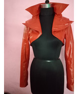 Crop Motorcycle  Slim-fit Biker Genuine Leather Decent  Jacket Red Women - €82,93 EUR+