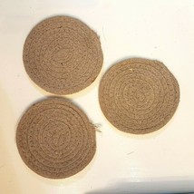 Drink Coaster LOT 3 Absorbent Heat Resistant 5.5&quot; Khaki Colored Rope Bra... - £4.63 GBP